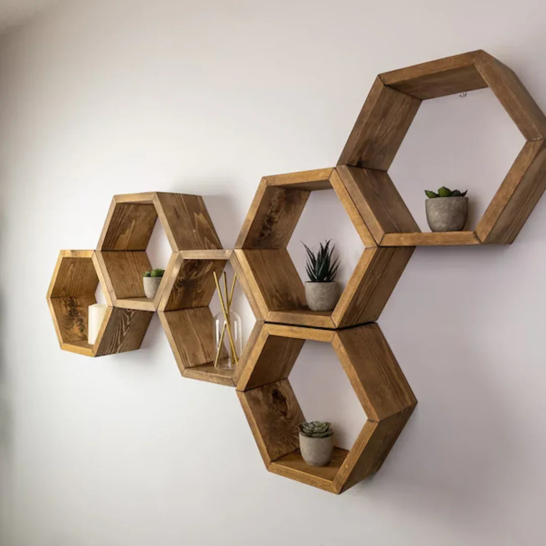 set 7 mensole esagonali