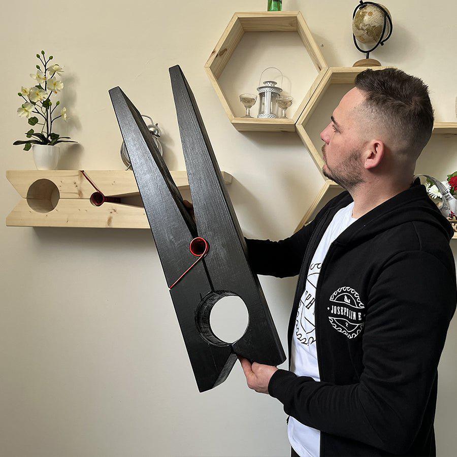 Molletta Design 82-molletta gigante -Mensola artigianale in legno