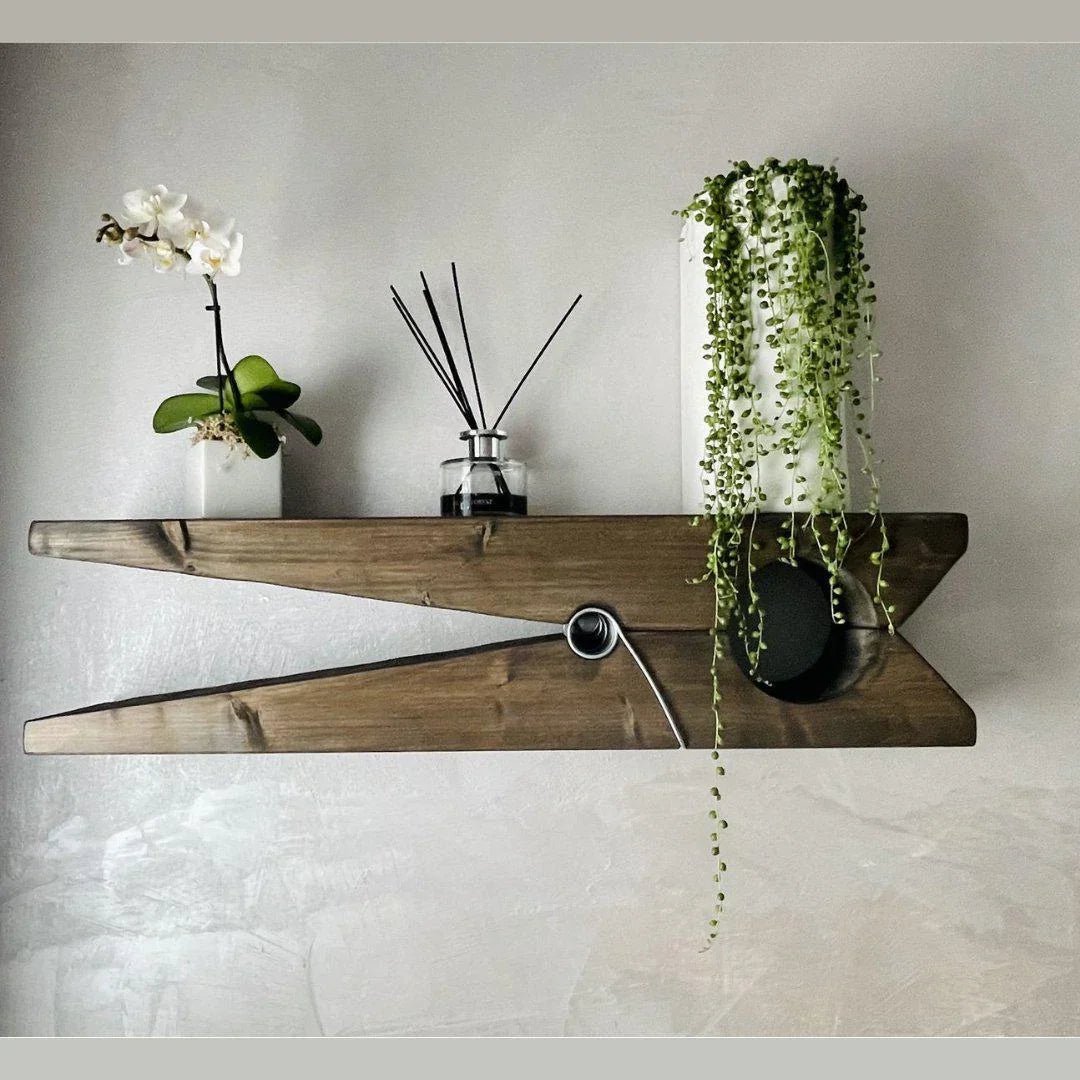 Molletta Design 82-molletta gigante -Mensola artigianale in legno