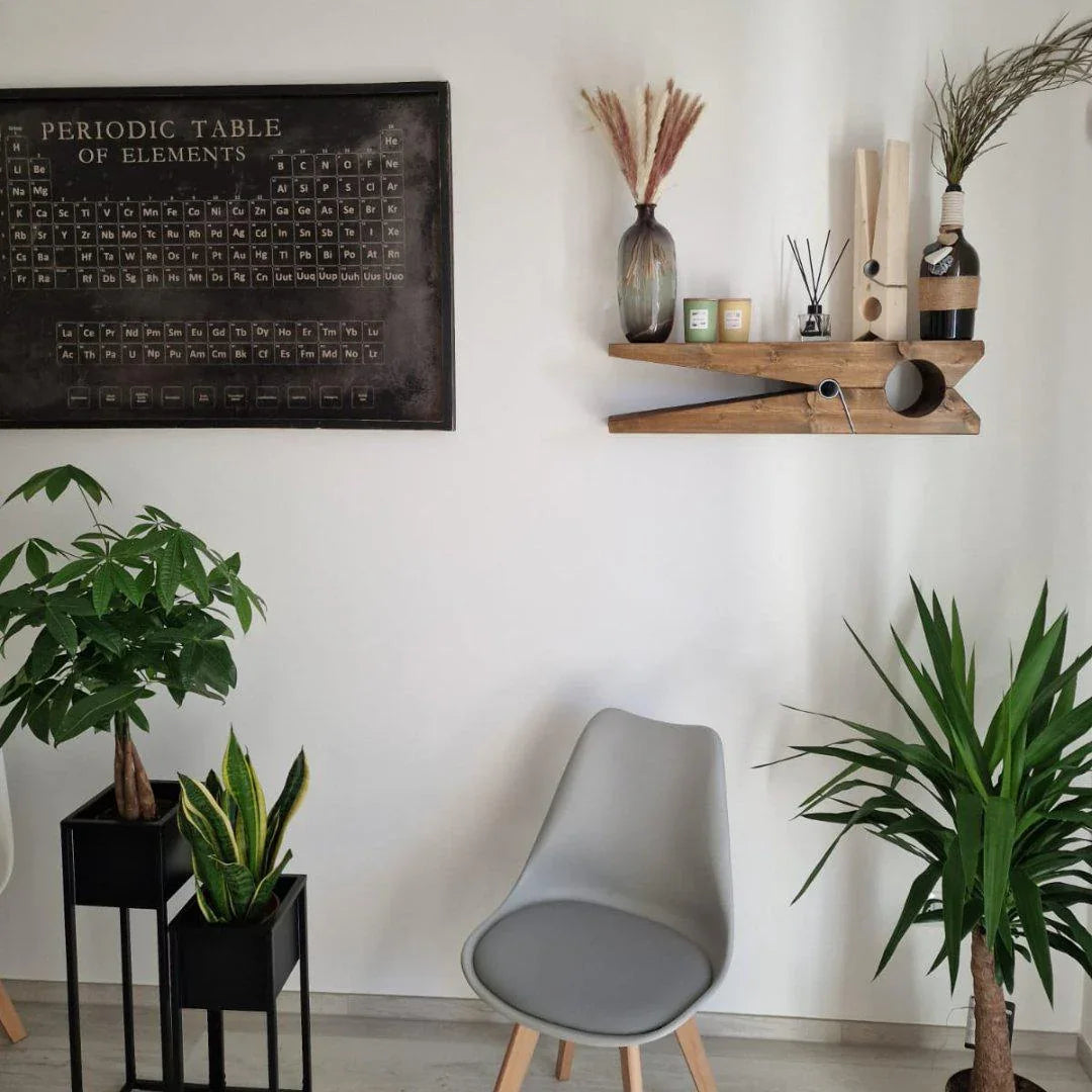 Mensola Design 82-molletta gigante -Mensola artigianale in legno