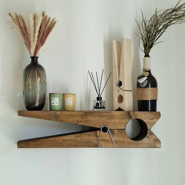 Molletta Design 82-molletta gigante -Mensola artigianale in legno