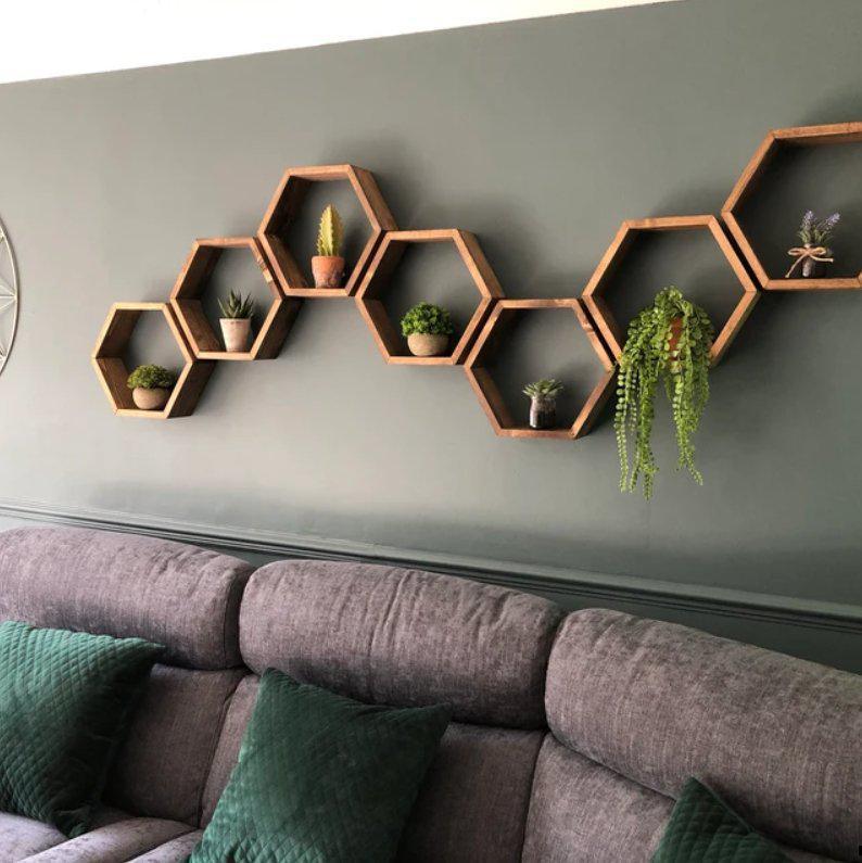 set 7 mensole esagonali